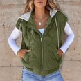 thumbnail image 5 of Women's Color-Blocked Sleeveless Vest, Modern Drawstring Hooded Puffer Vest with Front Pockets, Lightweight Quilted Winter Outerwear for Women, Trendy Zip Up Vest, Casual Sleeveless Jacket Green M, 5 of 8
