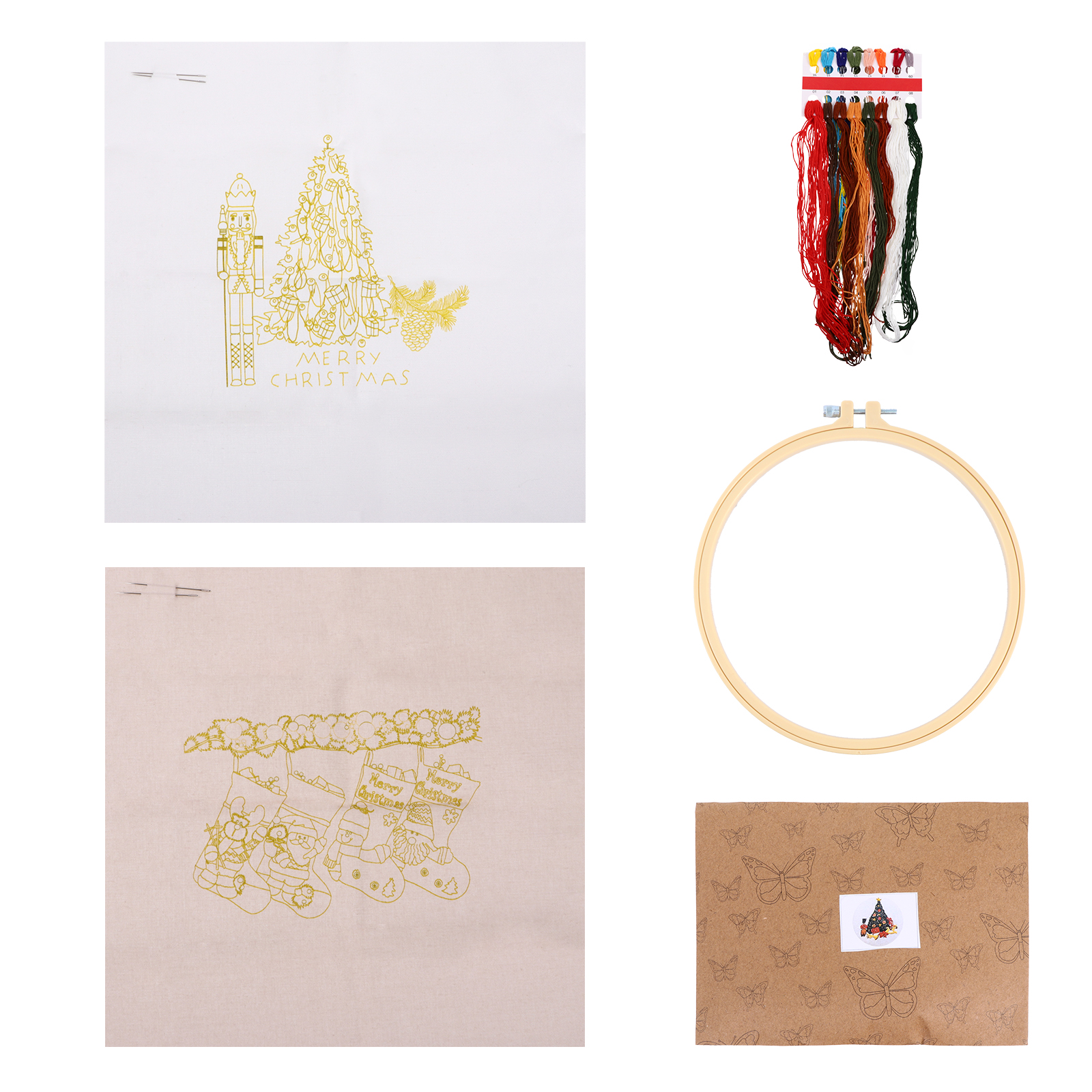 2 Sets Embroidery Materials Funny DIY Beginners Handmade Embroidery