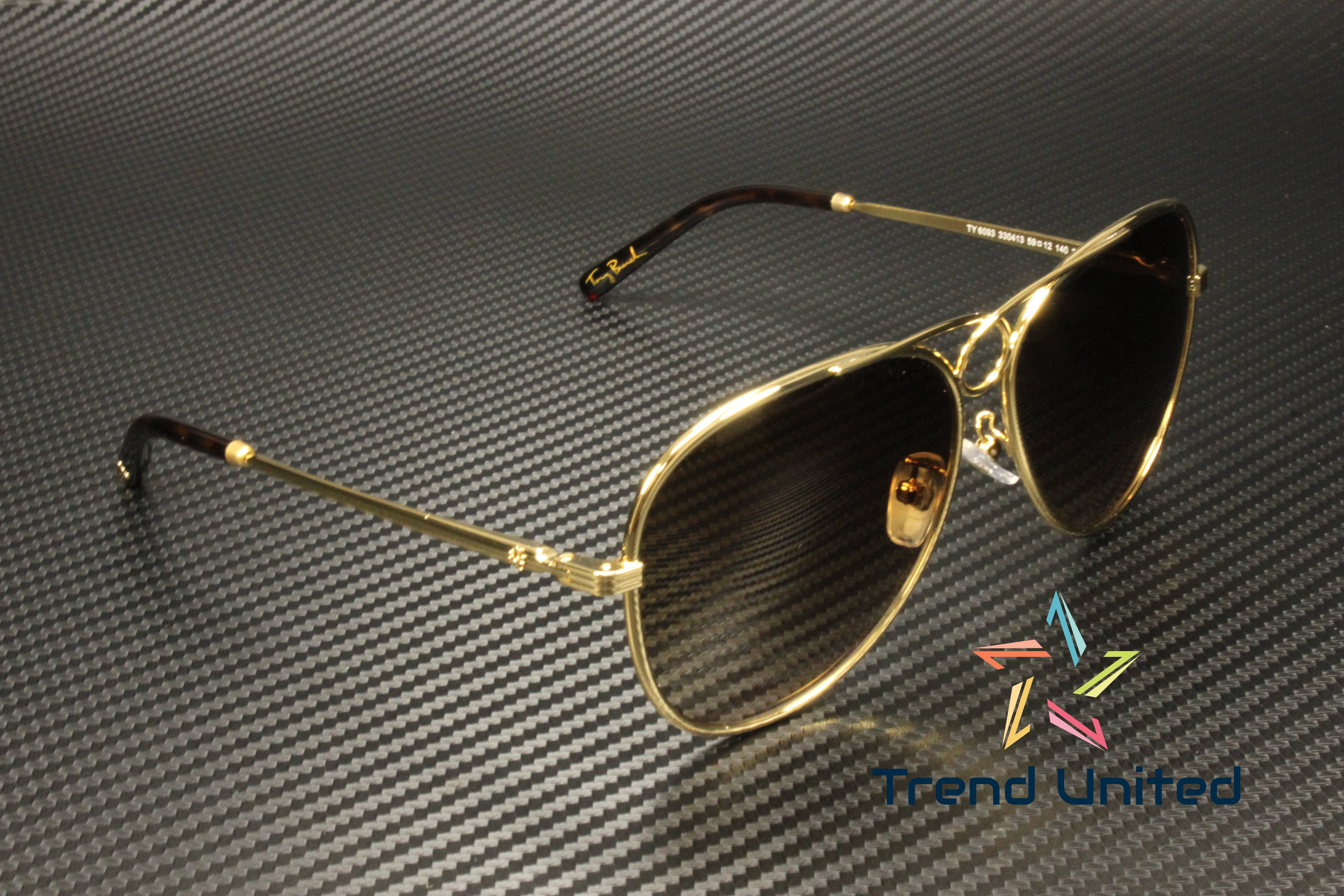 Tory Burch Women\'s Sunglasses TY6093 330413 Shiny Gold 59mm Aviator NEW! Tory Burch Sunglasses TY 6093 330413 Shiny Gold Dominican  main image 2
