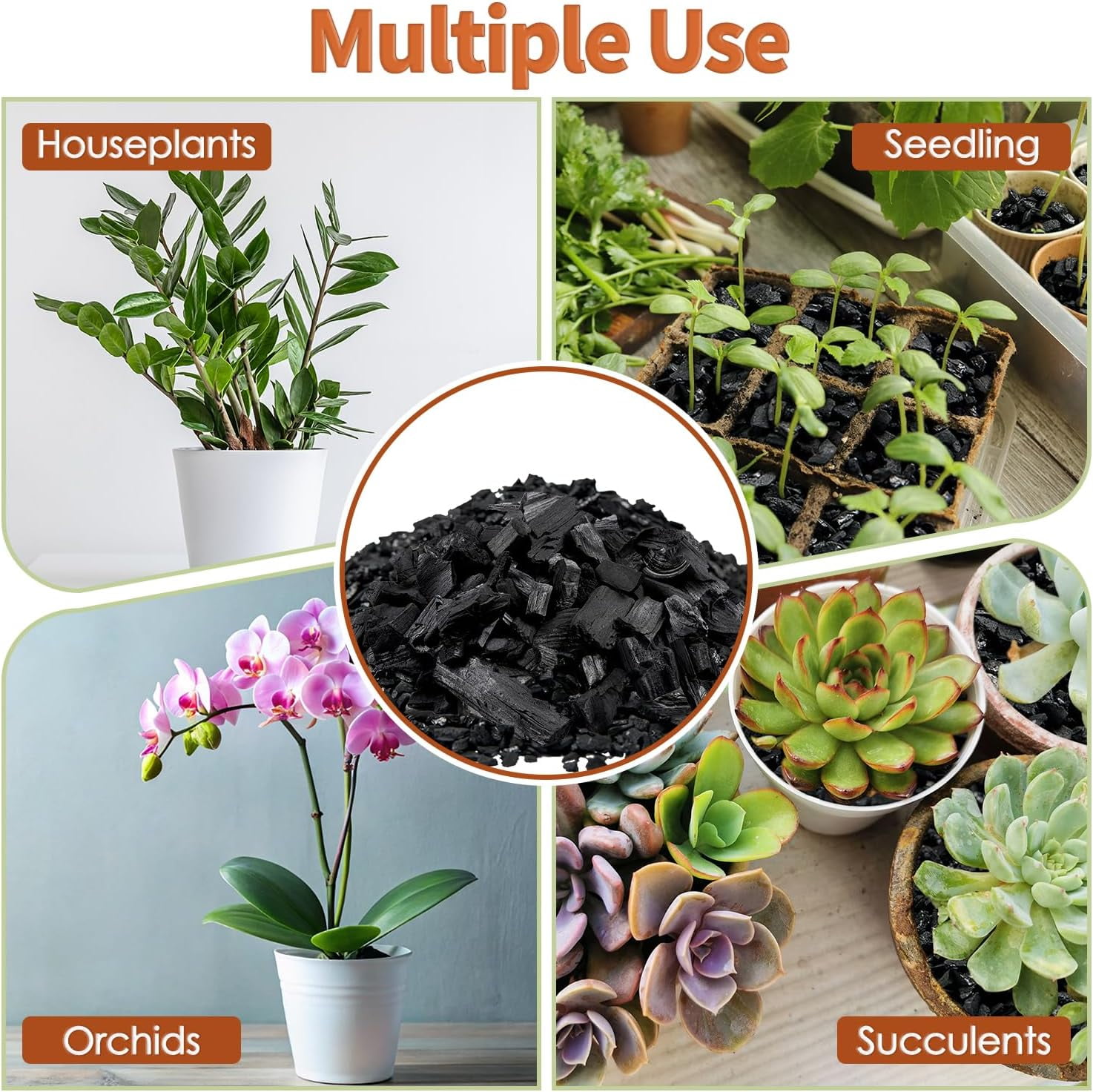 Horticultural Charcoal for Plants,4QT Premium Activated Charcoal for Indoor and Outdoor Plants,Ideal for Soil Amendment, Orchids,Succulent,Cactus, Terrariums & Gardening