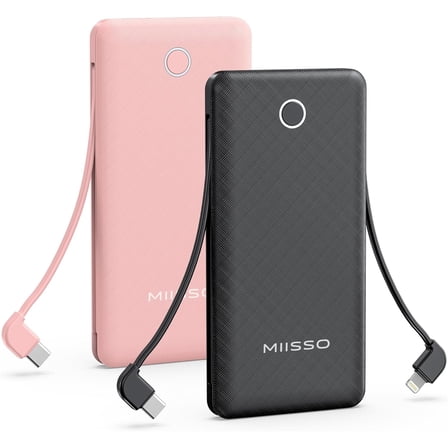 MIISSO 10K95 10000mAh 8-Port Power Bank, Black & Pink