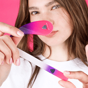 Ergonomic Glass Nail File Set, Drop Ergo File Collection by Bona Fide Beauty in Pink and Violet, Gentle Nail Care with Premium Czech Crystal Glass