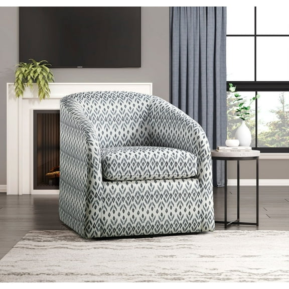 Newboti Modern Living Room Furniture 1pc Beautiful Swivel Chair Cushion Seat Fully Upholstered Solid Wood Frame Metal Base 842309779095389
