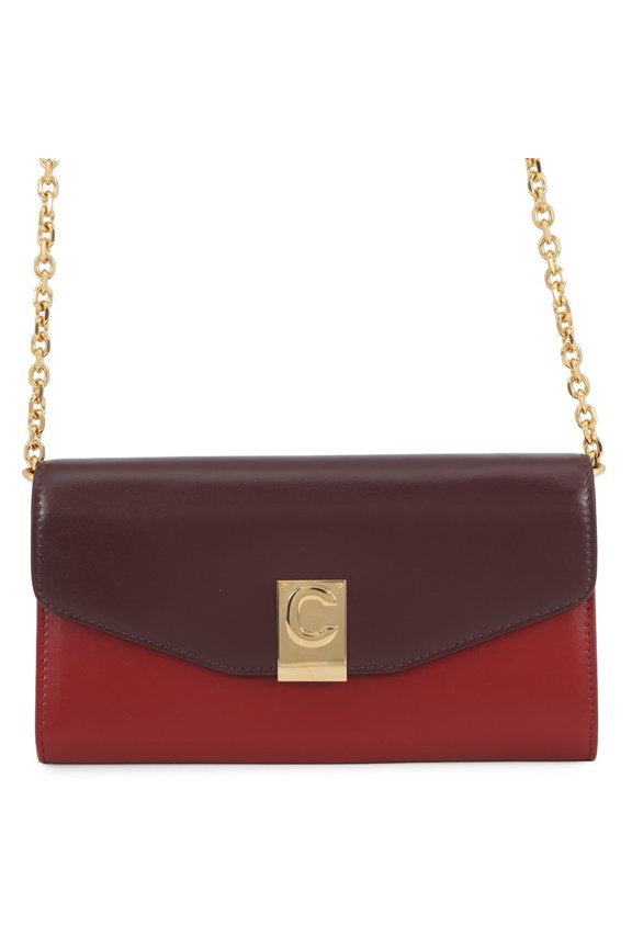 Pre-Owned Celine Wallet Chain C Two-tone Leather CELINE Long WALLE