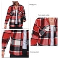 thumbnail image 4 of Chaqueta tipo camisa a cuadros de manga larga para hombre Chaqueta informal con botones y cuello vuelto a la moda con bolsillo Rojo XXL, 4 of 5