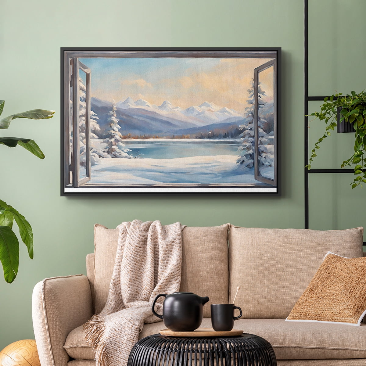 Vintage Landscape-CCXV By Wexford Home Framed in Black Wood Gallery Wrapped Canvas 17 in. x 25 in.