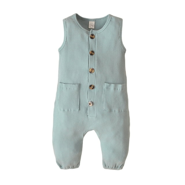 ITFABS Combinaison Sans Manches à Simple Boutonnage pour Bébé, Couleur Unie