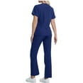 thumbnail image 4 of Daiosportswear Scrubs for Women Set Stretch V-Neck Scrub Tops & Cargo Pant Quick Drying Solid Nurse Uniform with Pockets Navy XL(XL), 4 of 5