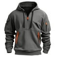 thumbnail image 2 of Xyxonk Zip Up Hoodie Men Big and Tall Half Zip Hoodie with Pockets Fashion Multiple Zippers Basic Sweatshirts Outdoors Comfortable Drawstring 4X-5X Tops Dark Gray L, 2 of 5