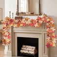 thumbnail image 5 of 69" Artificial Fall Maple Leaf Garland, Realistic Autumn Foliage Vine, Indoor Outdoor Hanging Decor for Fireplace Mantel, Front Door, Thanksgiving Halloween Harvest Party Home Decor (Beige), 5 of 6