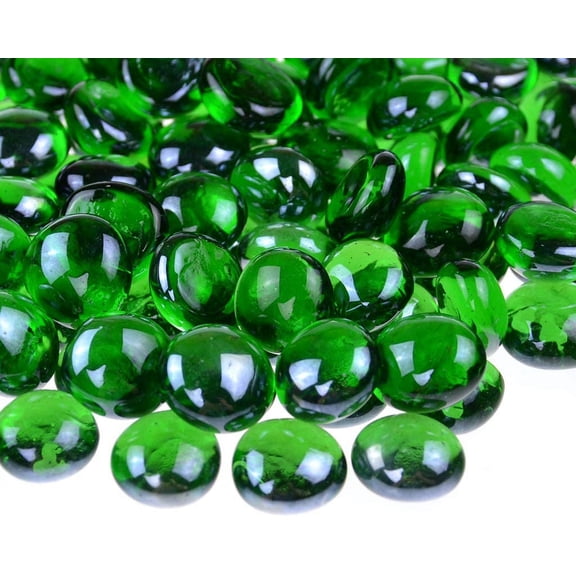 Zhuge 100 Pcs Multi-Color Flat Glass Gemstone Beads, Vase Fillers & Aquarium Decor Rocks, Green