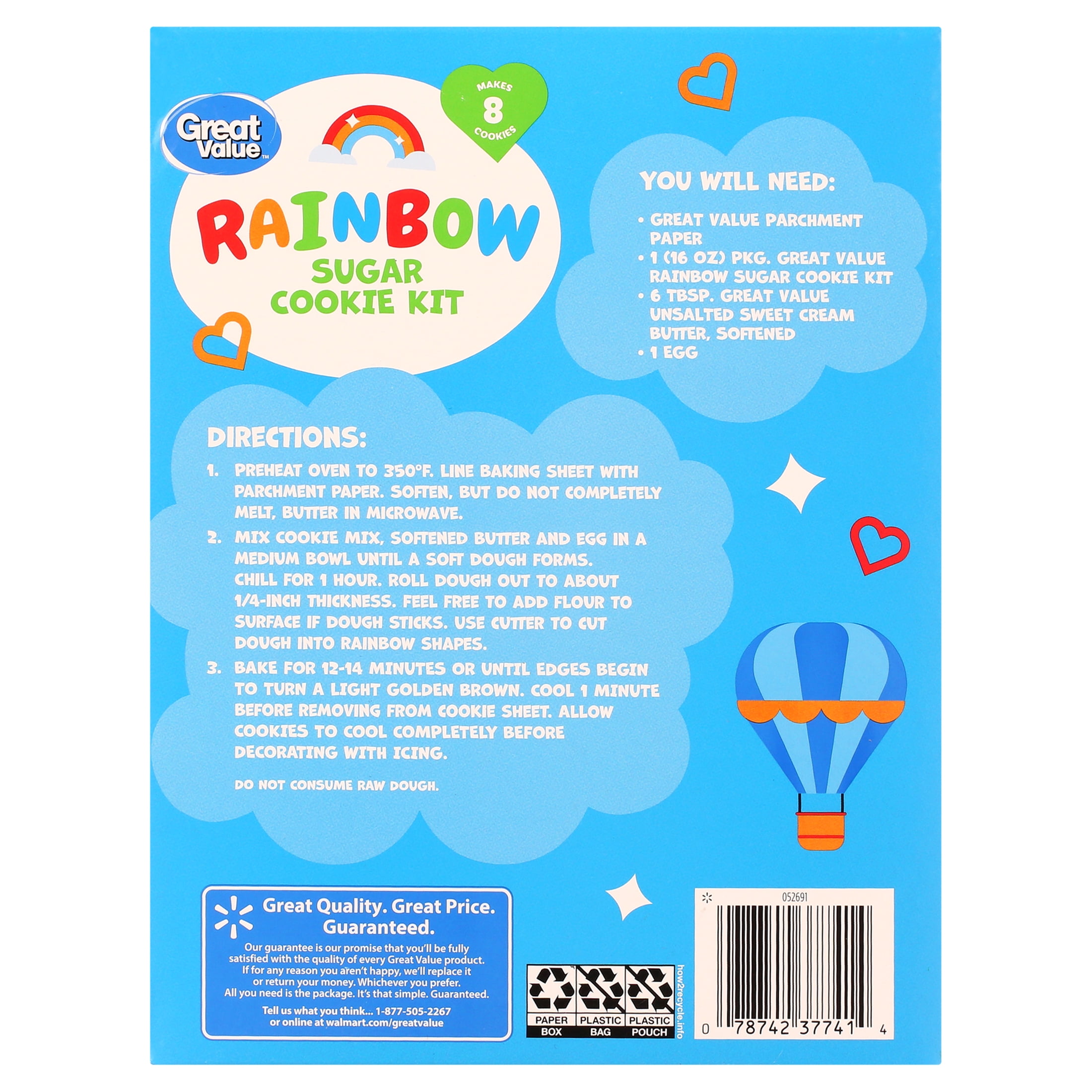 Great Value Rainbow Sugar Cookie Kit, 16oz with Frosting & Icing