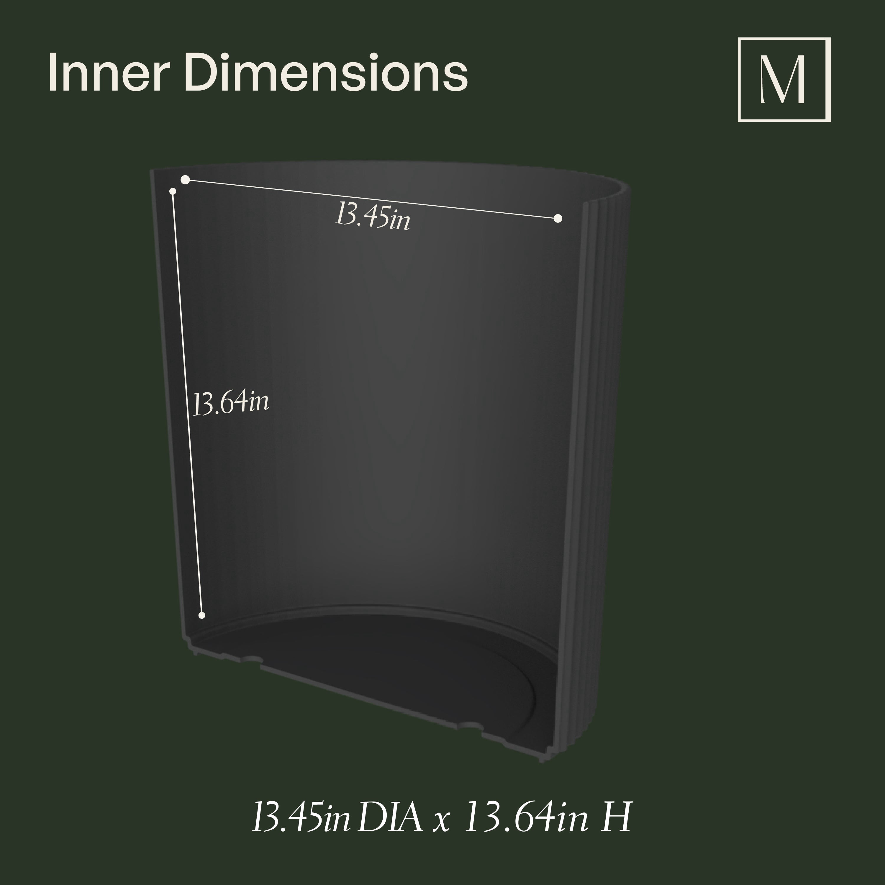 Serene 14in DIA x 14in H Round Black Plastic Plant Planter with Drainage Holes