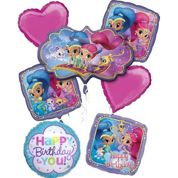 Anagram Shimmer and Shine Birthday Party Supplies 5pc Balloon Bouquet Decorations