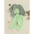 thumbnail image 4 of Baby Toddler Boy 2Pcs Fall Outfit 0 6 12 18 24 Months 2T 3T Long Sleeve Shamrock Sweatshirt + Plaid Trousers Set Toddler Clothes, 4 of 9