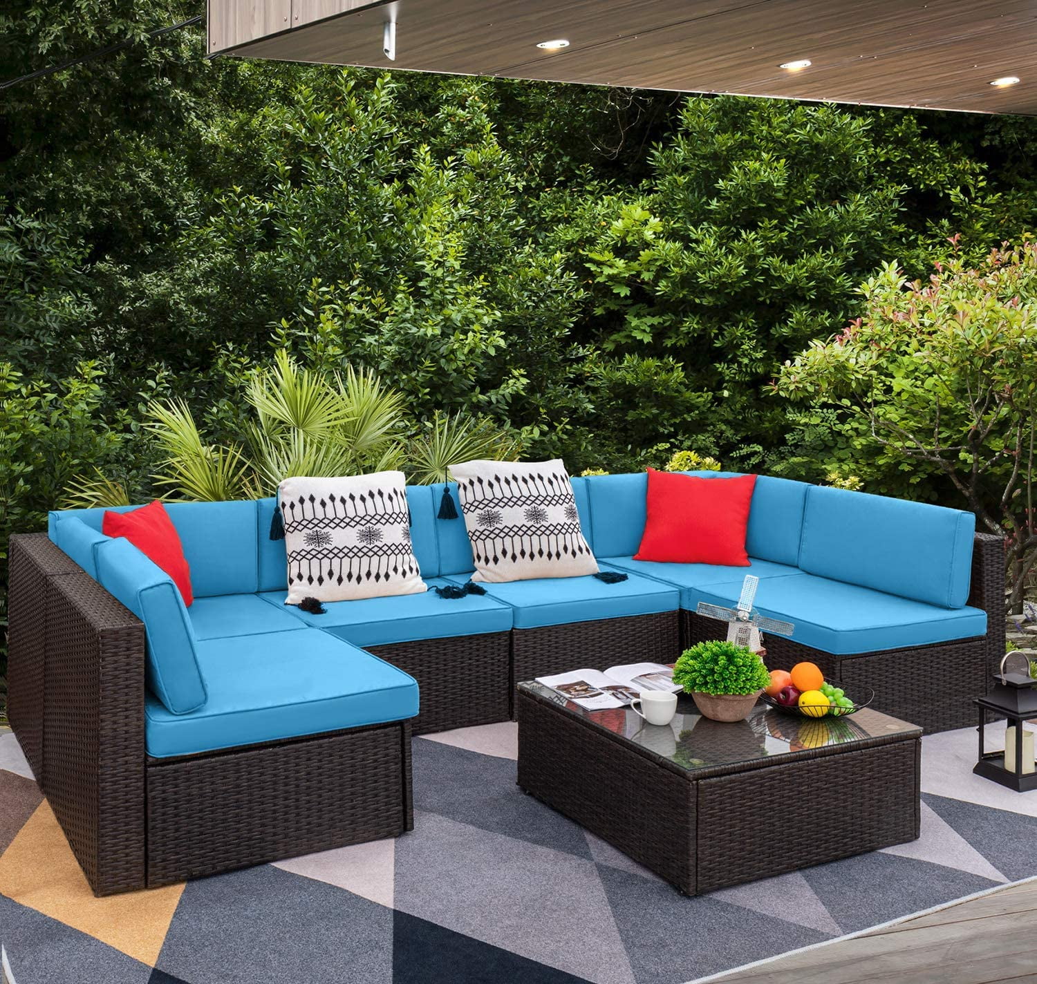 Walnew 7 Pieces Patio Conversation Sets Outdoor Sectional ... Walnew 7 Pieces Patio Conversation Sets Outdoor Sectional ... on Patio Loveseat Set id=49538