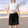 thumbnail image 5 of MKOSPLRT 3-14 Years Bermuda Shorts for Kid Elastic Waist Linen Shorts Solid Casual Wide Leg Shorts Lightweight Beach Vacation Shorts with Pocket, 5 of 9