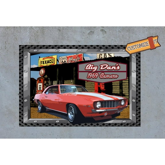 Vintage Gas Station Metal Sign - Customized with your CAR!