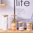 thumbnail image 2 of Caja de almacenamiento de acrílico transparente con tapa de bambú y palillos de algodón, redonda, apilable, para tazas, caja de almacenamiento de acrílico transparente con tapa de madera, redonda,, 2 of 6