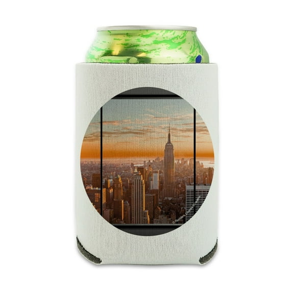 New York Skyline Sunset Penthouse Suite View Can Cooler - Drink Sleeve Hugger Collapsible Insulator - Beverage Insulated Holder