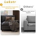 thumbnail image 4 of Linor Cloud Couch with Ottoman, Velvet and Wood Deep Seat Sectional Sofa, Deep Gray, 4 of 7