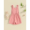 thumbnail image 5 of Musuos Toddler Girl Easter Overalls Shorts 12 18 24M 3 4T Bunny Embroidery Applique Sleeveless Square Neck Jumpsuit, 5 of 10