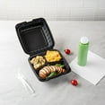thumbnail image 3 of Thermo Tek 28 oz Black Mineral-Filled Plastic Clamshell Container - 3 Compartments - 8" x 8" x 3" - 100 count box, 3 of 10