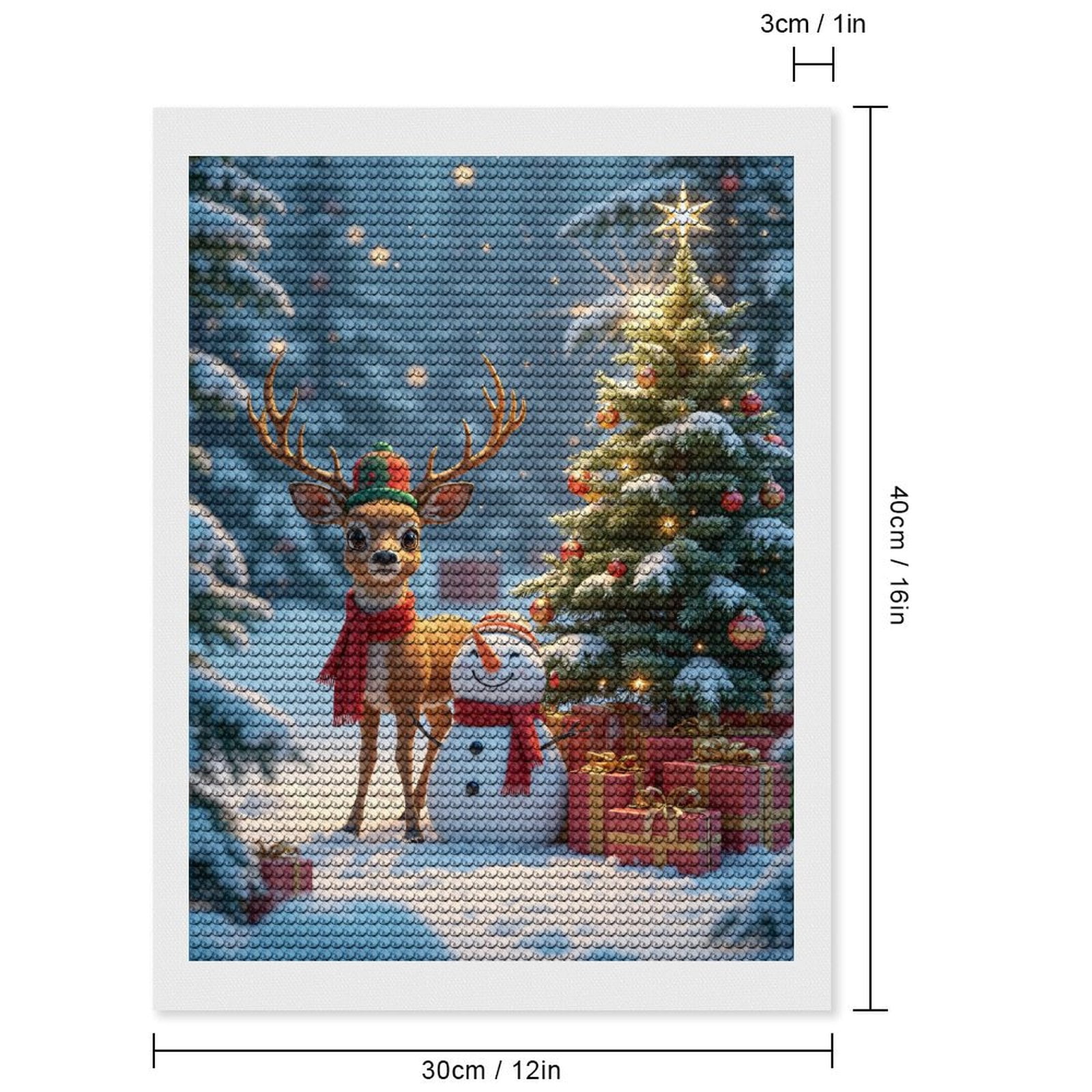 Diamond Art Kits for Adults, Reindeer Snowman Christmas Tree 5D Diamond Painting Kits for Adults Beginners, DIY Full Drill Diamond Painting, Gem Art and Crafts 12x16