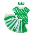thumbnail image 2 of SonxaHe Outfits for Newborn Girls St. Patrick's Day Short Sleeve Bodysuit Tutu Skirt Headband Baby Cute Outfit Set,3-Piece Green,Size 0-3 M, 2 of 4
