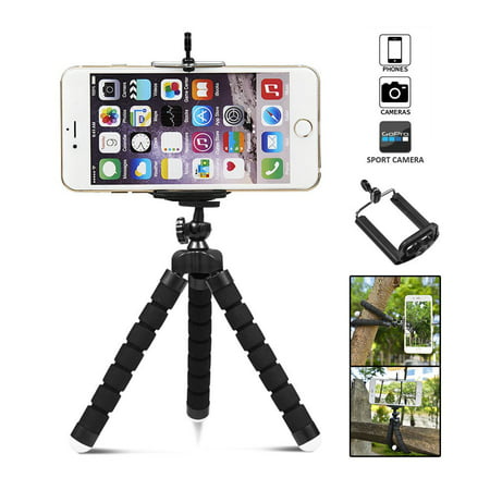 Phone Tripod, UHOMEPRO Portable Octopus Camera Stand Holder, 360° Rotating Adjustable Tripod for iPhone, Android Phone, Camera, Sports Camera GoPro, Black,