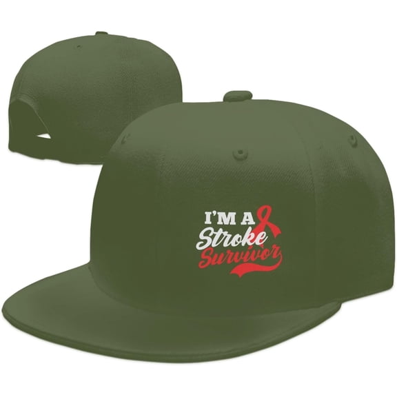 I'm-A-Stroke-Survivor Hats for Men Black Hat Flat Bill Mens Sun Hats Fashion Baseball Cap