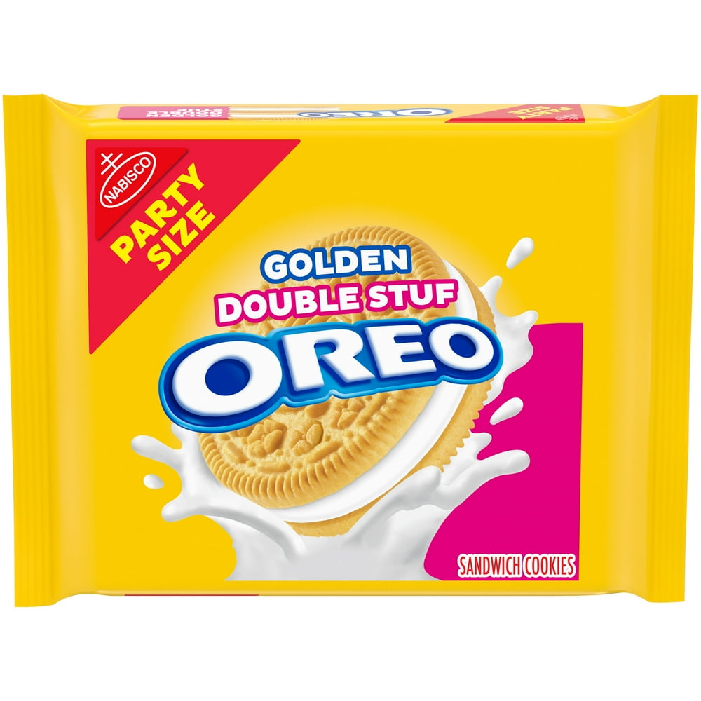 OREO Double Stuf Golden Sandwich Cookies, Party Size, 26.7 oz Pack