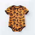 thumbnail image 2 of Baby Onesies Baby Boy Bodysuits Girls Print Autumn Halloween Christmas Short Sleeve Boy Clothes One Piece Romper Orange 3-6 Months, 2 of 5
