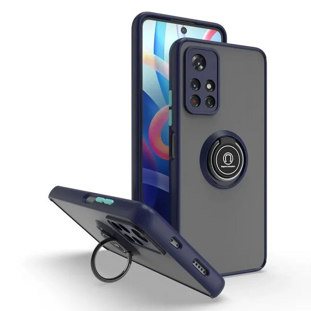 Shockproof Matte Case For Xiaomi Redmi Note 11 Pro Max 9 10 Poco X3 NFC 9c 9s 8 GT M3 11T F3 9A 9T 5G Metal Ring Holder Cover