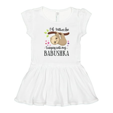 

Inktastic Sloth I d Rather Be Hanging with Babushka Gift Toddler Girl Dress