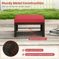 thumbnail image 6 of PetFurnishn Patio Ottomans Set of 2, PE Rattan Footstools with Removable Cushions & Metal Frame, Side Tables, Additional Seating, Outdoor Stools for Balcony, Backyard & Poolside (Brown & Red), 6 of 8