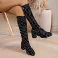 thumbnail image 6 of Polka Stretch Heel Knee High Boots Round Toe Mid Calf Long Footwear, 6 of 8