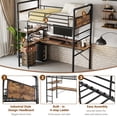 thumbnail image 2 of QinaQin Cama loft individual con escritorio en L, estructura metálica con barandal alto y escalera, ideal para recámara juvenil y ahorro de espacio, 2 of 7