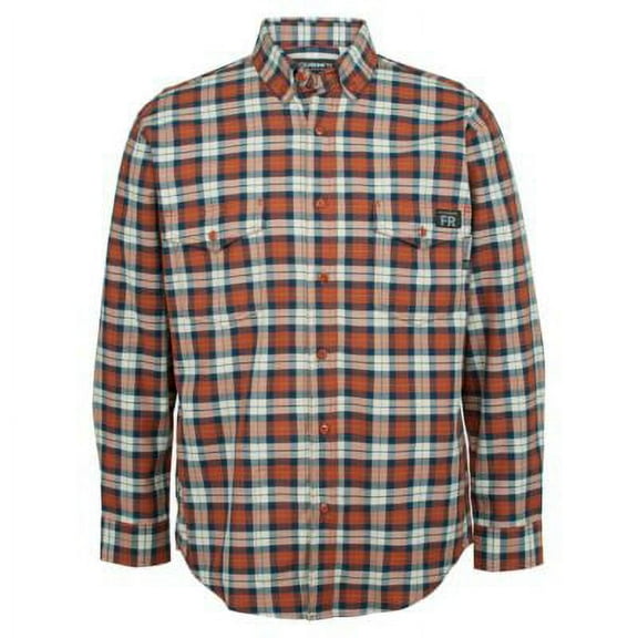 Wolverine FR Plaid Long Sleeve Twill Shirt Men Russet Plaid