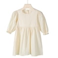 thumbnail image 2 of KYAIGUO Robes Décontractées pour Bébés Filles Manches Évasées Robe Unie Robe à Volants Robe Princesse en Coton pour 2-6 Ans, 2 of 9
