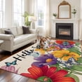 thumbnail image 2 of Area Rug for Living Room, Spring Flowers Non-Slip Indoor Large Carpet for Bedroom/Dining Room, Farmhouse Vintage Country Colorful Floral Washable Low-Profile Rectangle Floor Runner Rugs - 5 x 7 Ft, 2 of 8