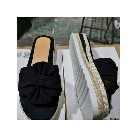 

Ritualay Lady Wedges Wedge&platform Sandals Backless Slippers Wear Resistant Soft Beach Holiday Slip On Black 8.5