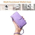 thumbnail image 3 of Funda para Oneplus NORD 2 con cremallera tipo cartera, tarjetero, marco de fotos, soporte y cordón, de piel sintética. morado, 3 of 5