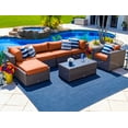 thumbnail image 1 of Tuscany 7 Piece Resin Wicker Outdoor Patio Furniture Sectional Sofa Set with Four Modular Sectional Pieces, Armchair, Ottoman, Coffee Table (Half-Round Gray Wicker, Sunbrella Canvas Tuscan), 1 of 4