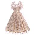 thumbnail image 2 of Sexy Vestido Casual para las Mujeres, Moda Polka Dot Encaje Cuello Grande Hinchado para Fiesta, Fecha Y Verano, 2 of 9