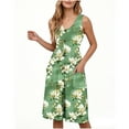 thumbnail image 4 of LOVZFMLL Summer Casual Dresses for Women 2025 Beach Sleeveless V Neck Floral Print Tank Loose Sundresses with Pockets Light Green L, 4 of 9