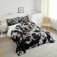 thumbnail image 2 of Western Brown Cowhide Comforter Set,Aztec Black White Cow Print Bedding Set Full Rustic Farm Animal Down Comforter Men Women,Cowboy Cowhide Quilt Duvet Set Bedroom Decor 3 Pcs, 2 of 5