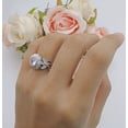 thumbnail image 4 of Sunflower Twisted Vine Leaf Ring Aquamarine Cubic Zirconia Rose Tone 925 Sterling Silver, Size 7, 4 of 7