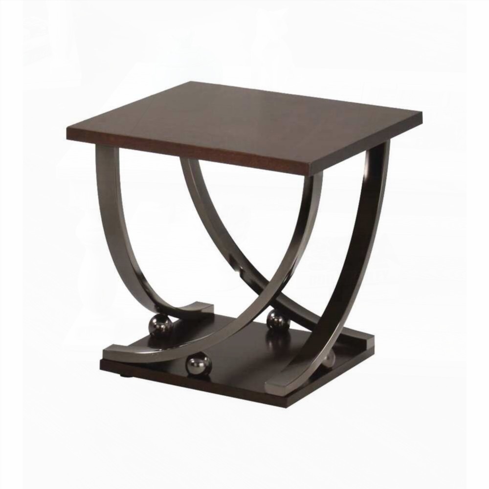 Black Nickel End Table with Bottom Shelf - Compact & Stylish Furniture for Any Space
