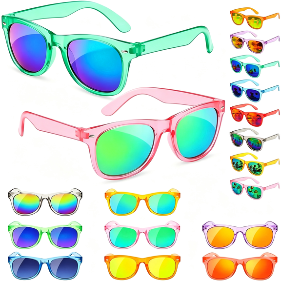 HBMYN Kids Sunglasses Bulk-Party Favors for Boys Girls Ages 3-8,Neon Colors with Uv 400 Protection Fun Goodie Bags Stuffers for Kids